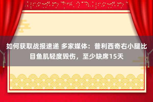 如何获取战报速递 多家媒体：普利西奇右小腿比目鱼肌轻度毁伤，至少缺席15天