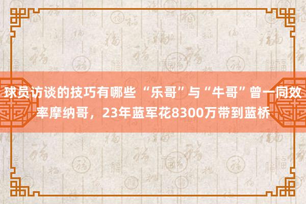 球员访谈的技巧有哪些 “乐哥”与“牛哥”曾一同效率摩纳哥，23年蓝军花8300万带到蓝桥