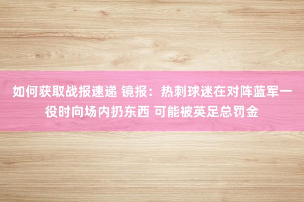 如何获取战报速递 镜报：热刺球迷在对阵蓝军一役时向场内扔东西 可能被英足总罚金