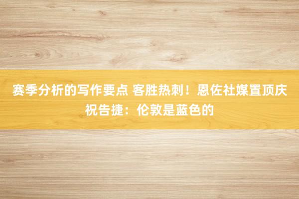 赛季分析的写作要点 客胜热刺！恩佐社媒置顶庆祝告捷：伦敦是蓝色的